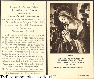 Cornelia de Kroon- Petrus Cornelis Schellekens